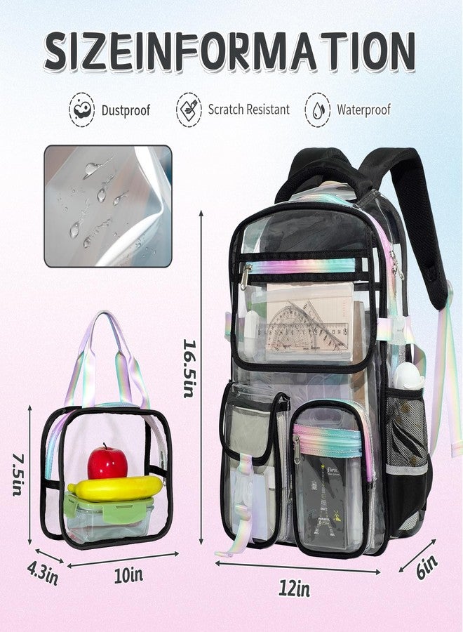 Tldcdte Clear Backpacks for School, Clear Backpack Heavy Duty Stadium Approved, TPU Waterproof See Through Backpack with Reflective Strips, Large clear Backbag for Travel, Work, Concerts, Girls & Boys - Image 2